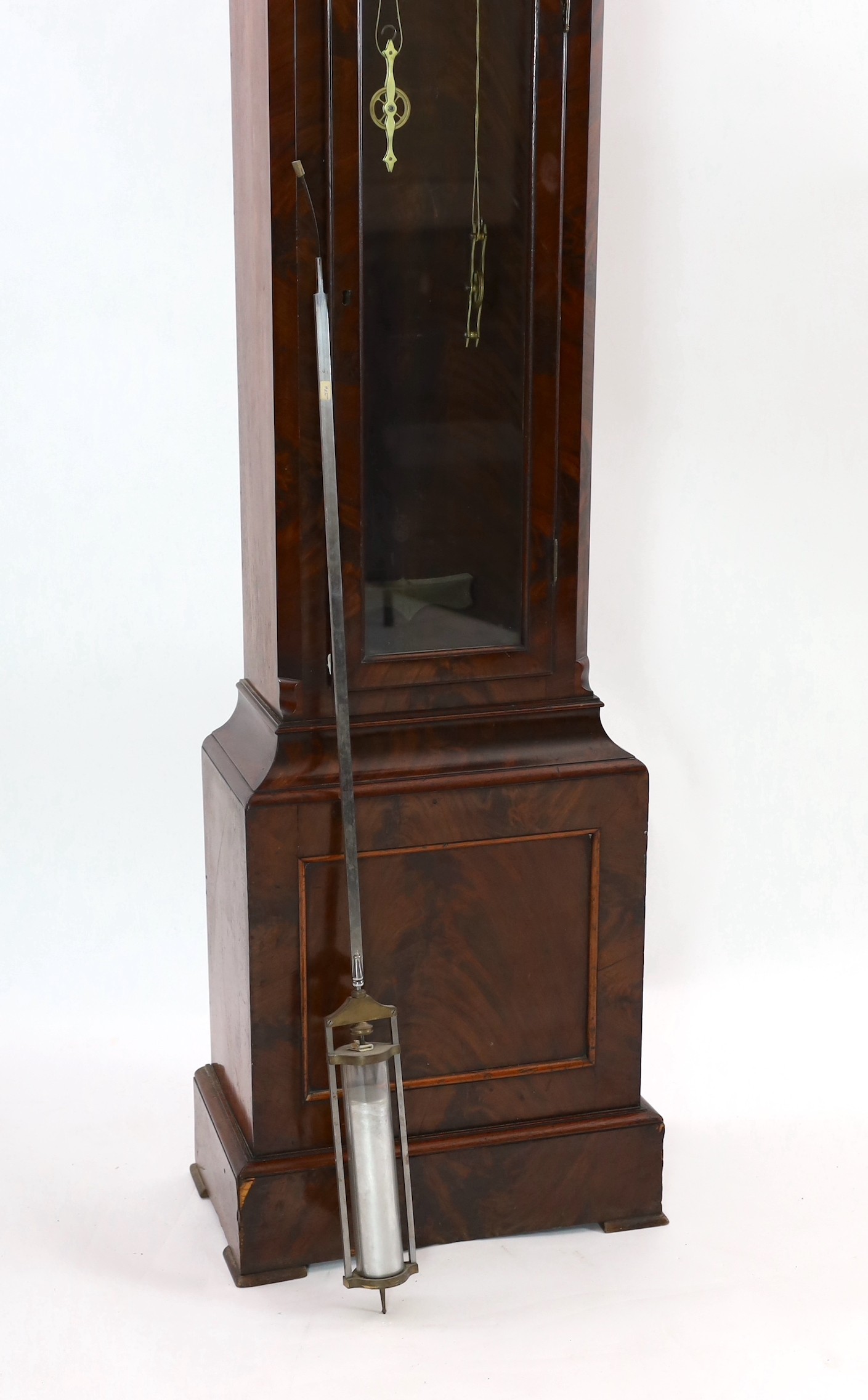 James Edwards of London. An early Victorian flame mahogany cased regulator, 49cm wide, 208cm high
